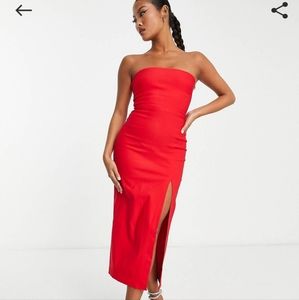 Vesper ASOS Petite bandeau midi  dress slit